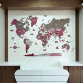 3D Americano Wooden World Map for wall