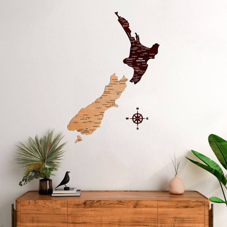 Wooden Texture New Zealand Map | The map Stores