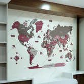 3D Americano Wooden World Map for wall
