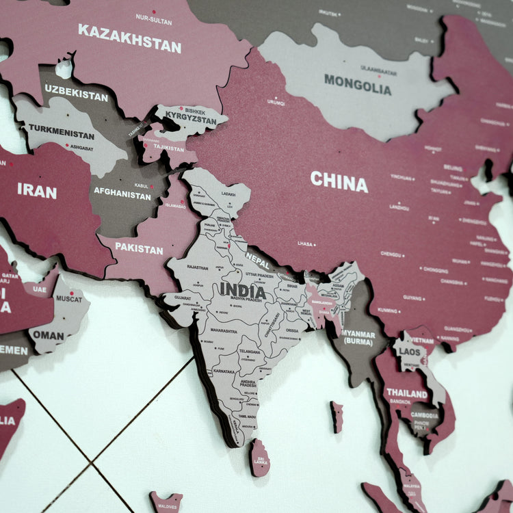 3D Americano Wooden World Map for wall