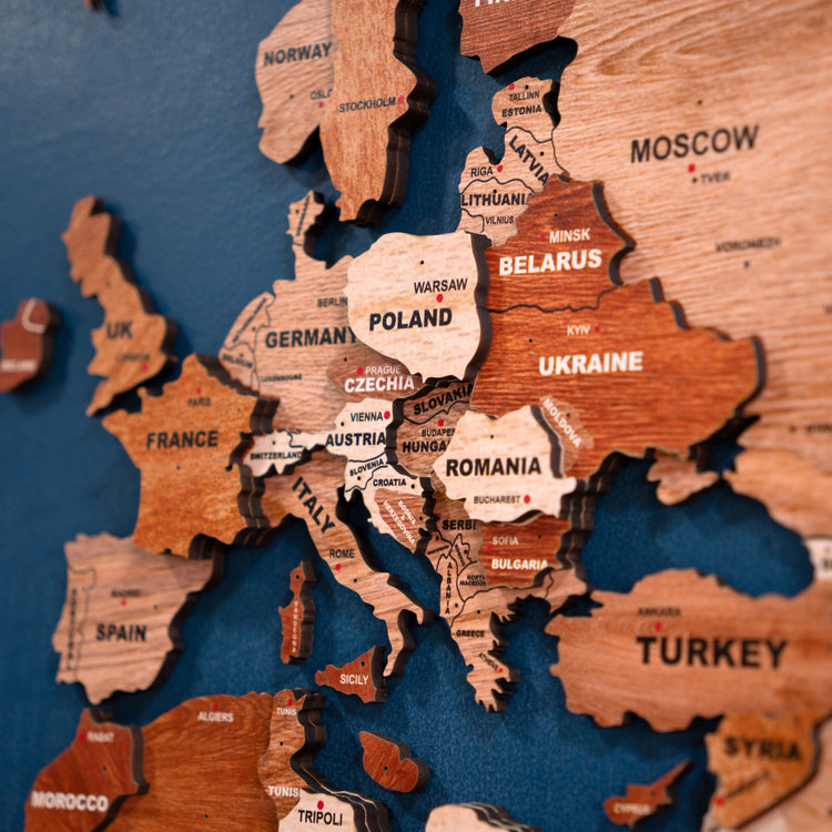 3D Rustic Luxe Wooden World Map