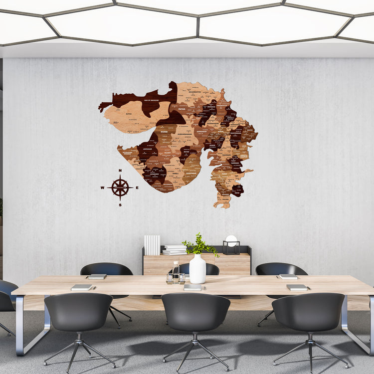 Wooden Texture Gujarat Map |The Map Stores