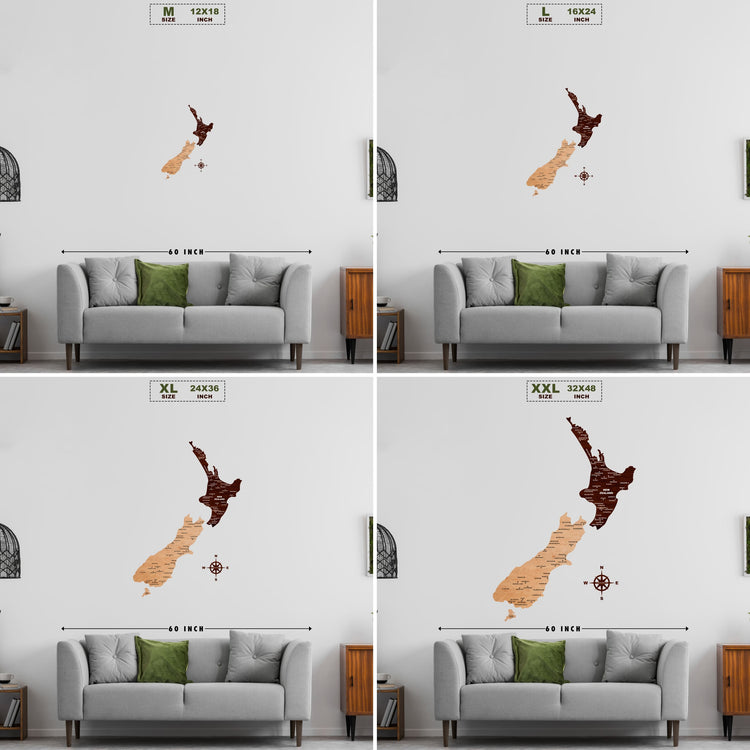 Wooden Texture New Zealand Map | The map Stores