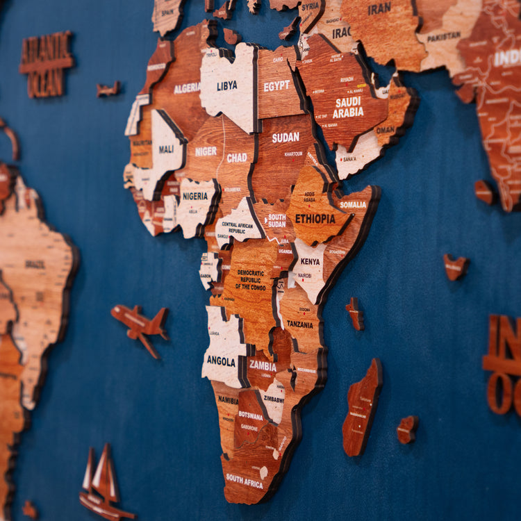 3D Rustic Luxe Wooden World Map