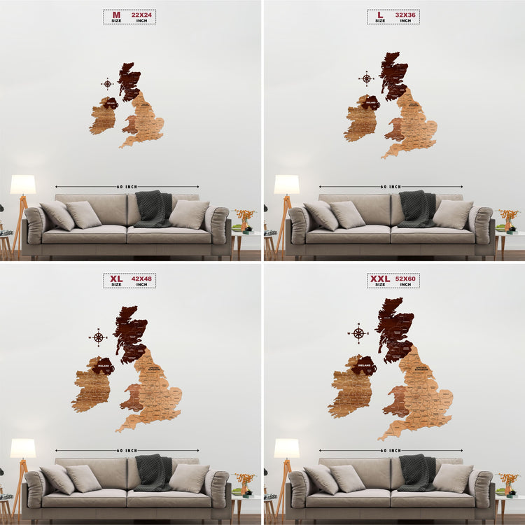 Wooden Texture United Kingdom Map