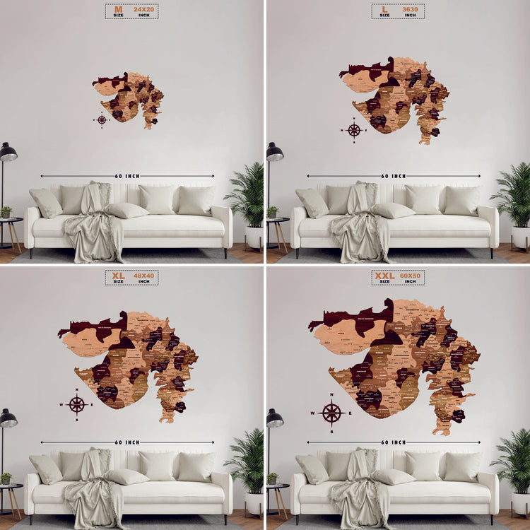 Wooden Texture Gujarat Map |The Map Stores