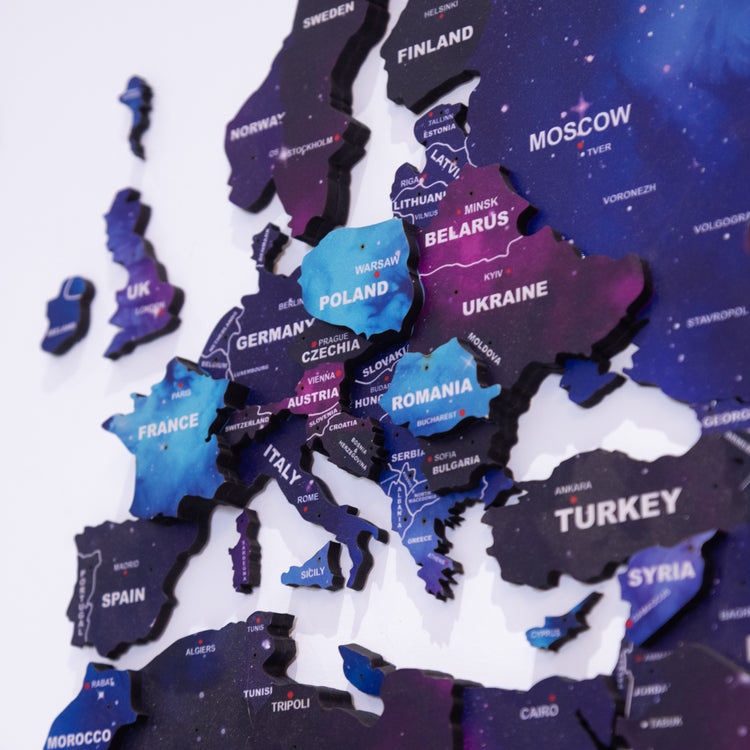 3D Galaxy Wooden World Map