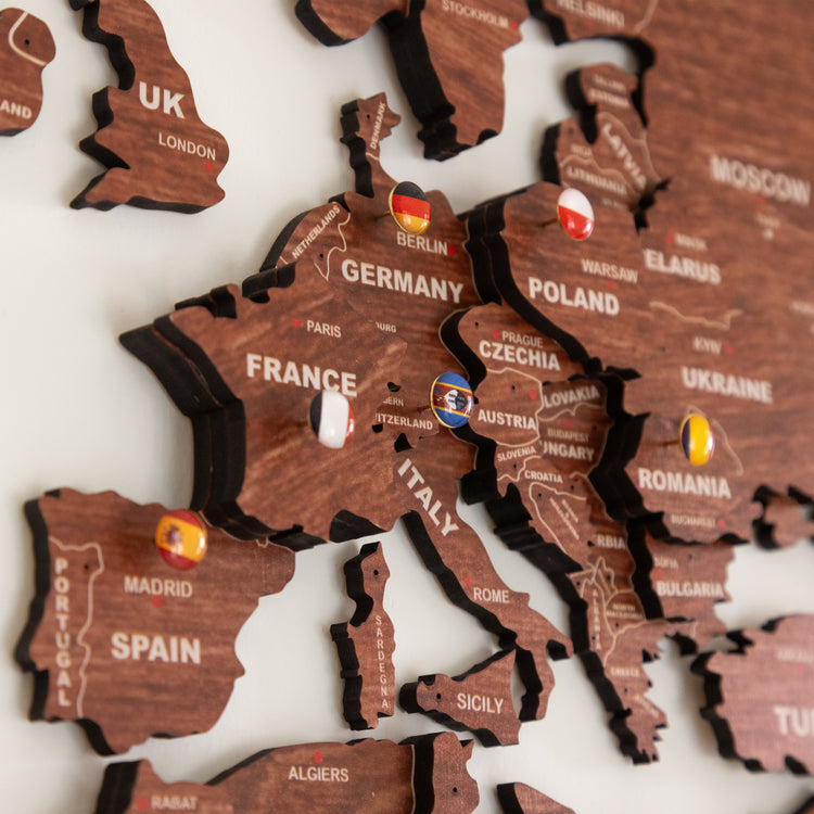 194 Country Flag Pushpins