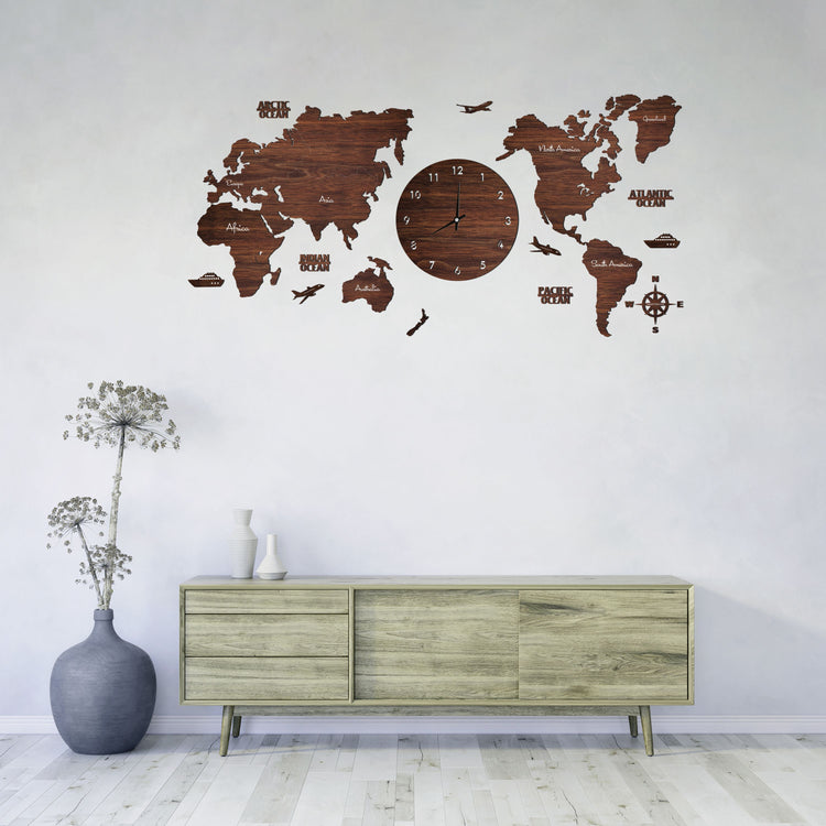 Antra Wooden World Map Clock