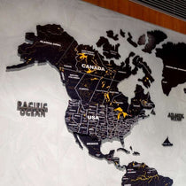 3D Black & Yellow Wooden World Map for wall | Wooden world map wallart | Map of World |