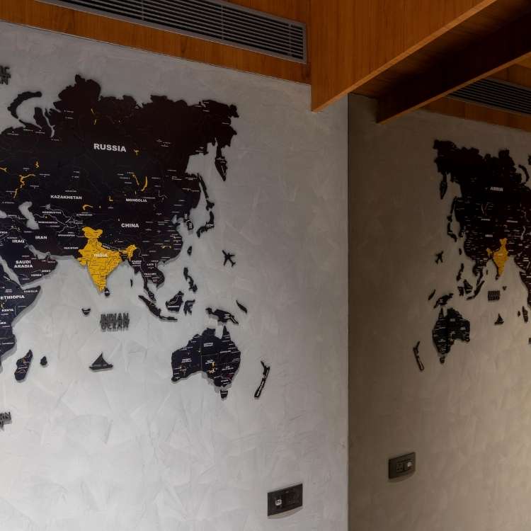 3D Black & Yellow Wooden World Map for wall | Wooden world map wallart | Map of World |