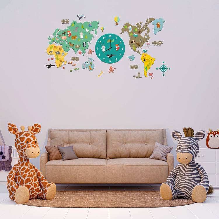 Kids World Map Clock