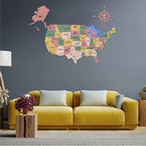 Salmon Pink Wooden USA Map