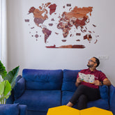 3D Mosaic Wooden World Map