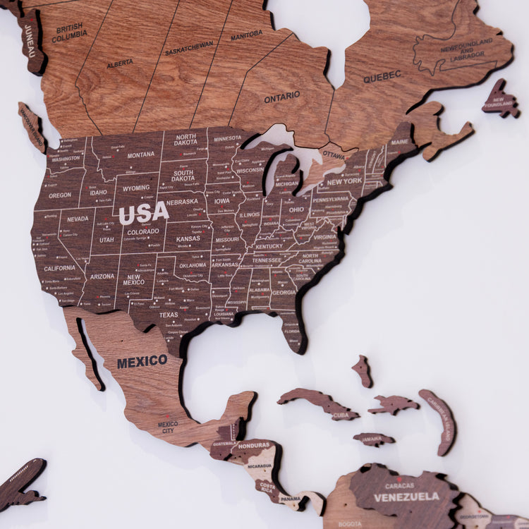 3D Mosaic Wooden World Map