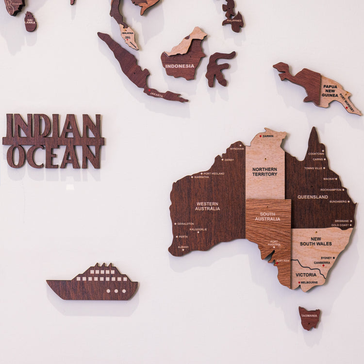 3D Mosaic Wooden World Map