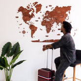 3D Teak Wooden World Map