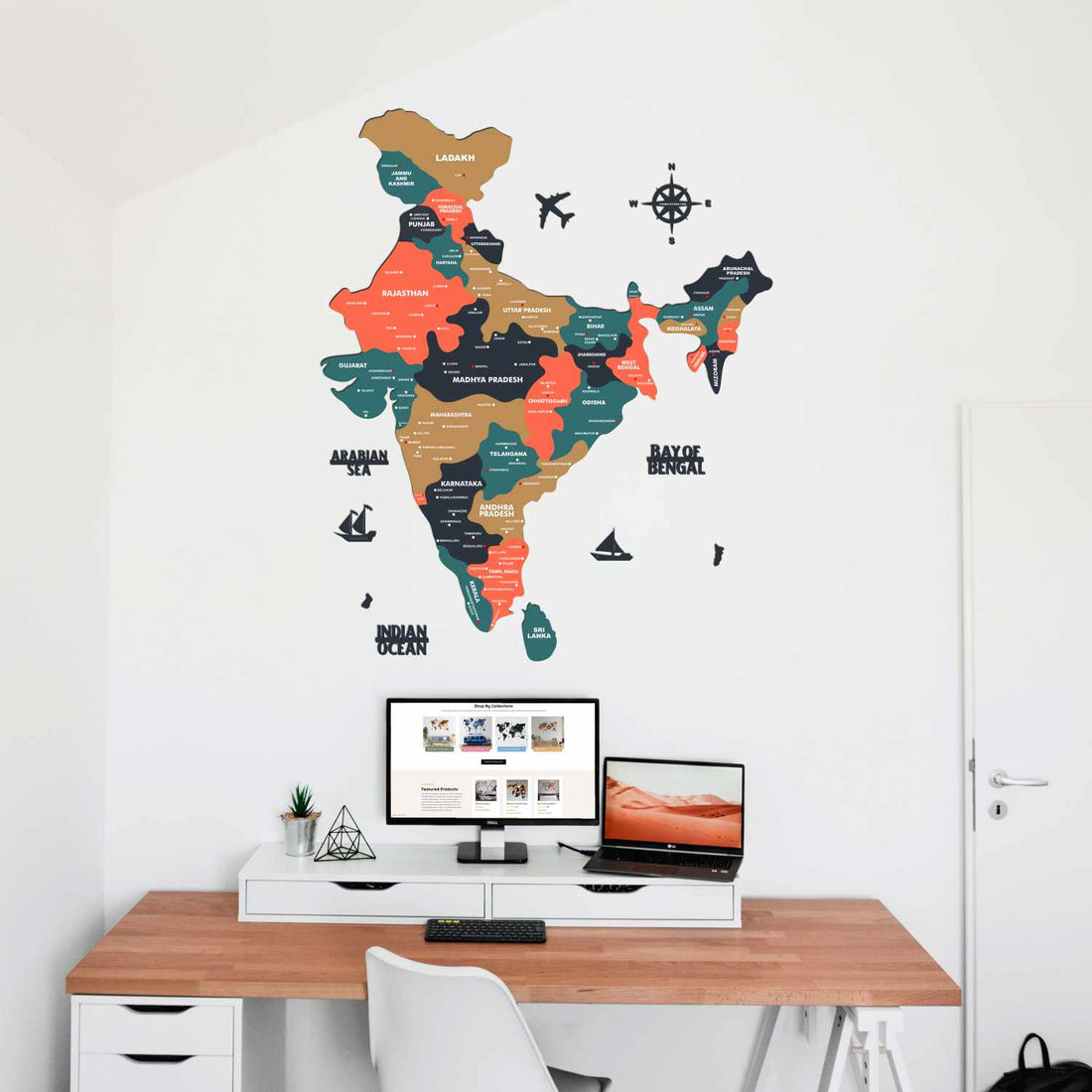 Tortila Wooden India Map for wall | Wooden India map wallart | Map of India |