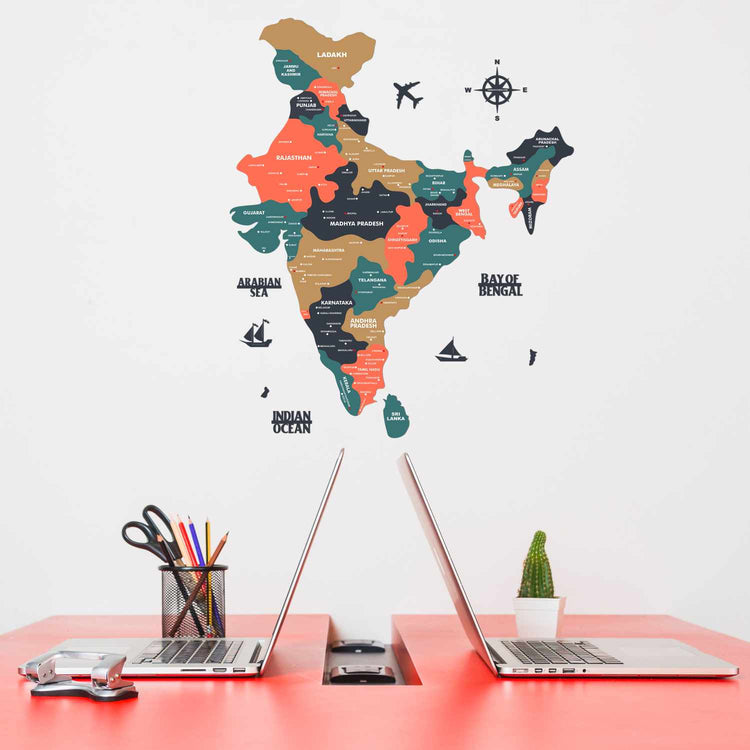 Tortila Wooden India Map for wall | Wooden India map wallart | Map of India |