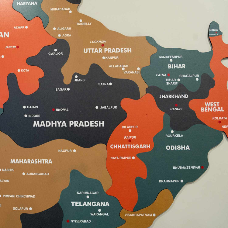 Tortila Wooden India Map for wall | Wooden India map wallart | Map of India |