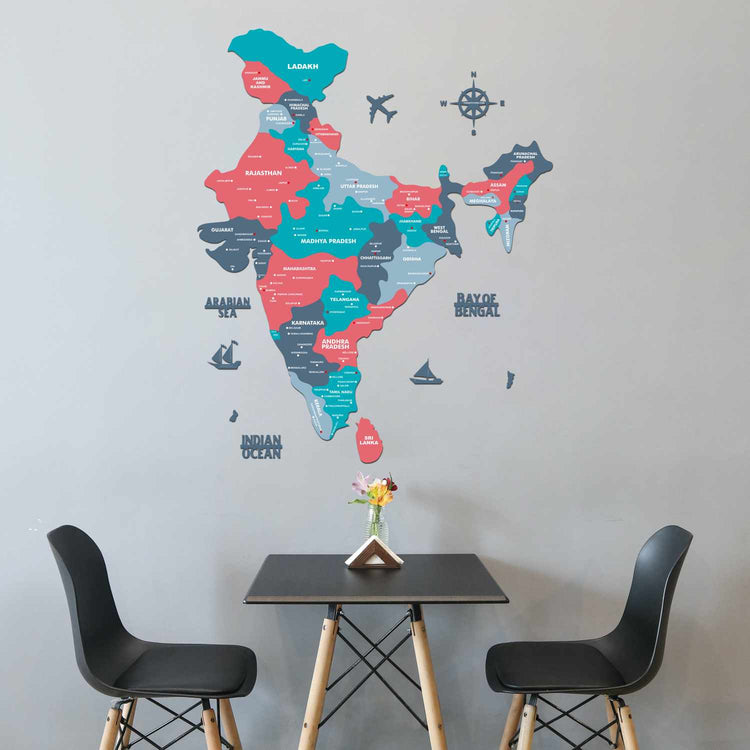 Blossom Wooden India Map for wall | Wooden India map wallart | Map of India |