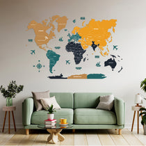 2D Sepia and Amber Wooden World Map for wall | Wooden world map wallart | Map of World |