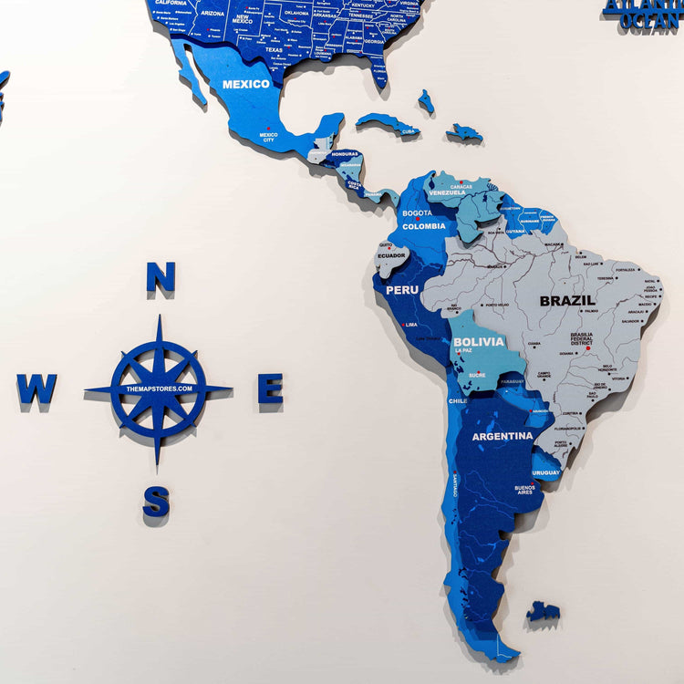 3D Tory Blue Wooden World Map for wall | Wooden world map wallart | Map of World |