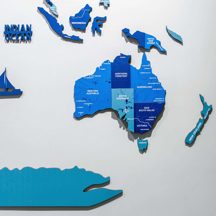 3D Tory Blue Wooden World Map for wall | Wooden world map wallart | Map of World |