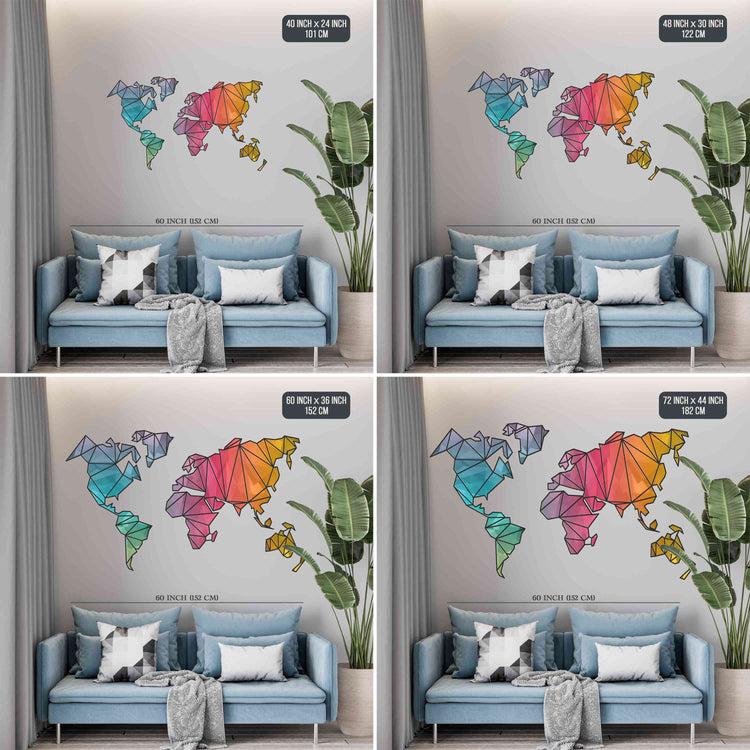 Multicolored Designer Wooden World Map for wall | Wooden world map wallart | Map of World |