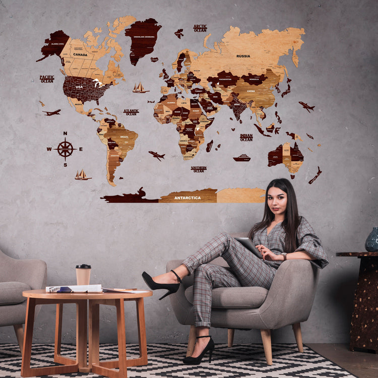From Plain to Stunning: Wooden World Maps for Home & Office Walls • The ...