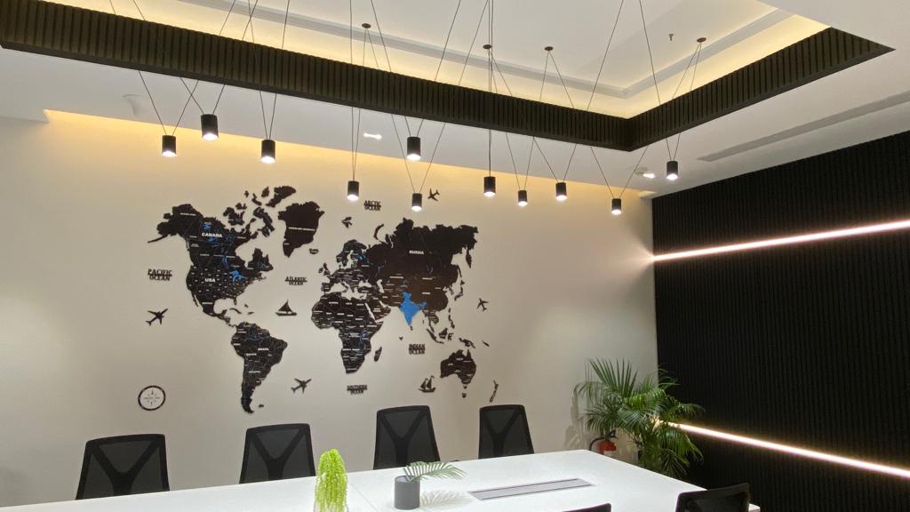 Elevate Your Office Wall: Wooden World Maps for Modern Workspaces