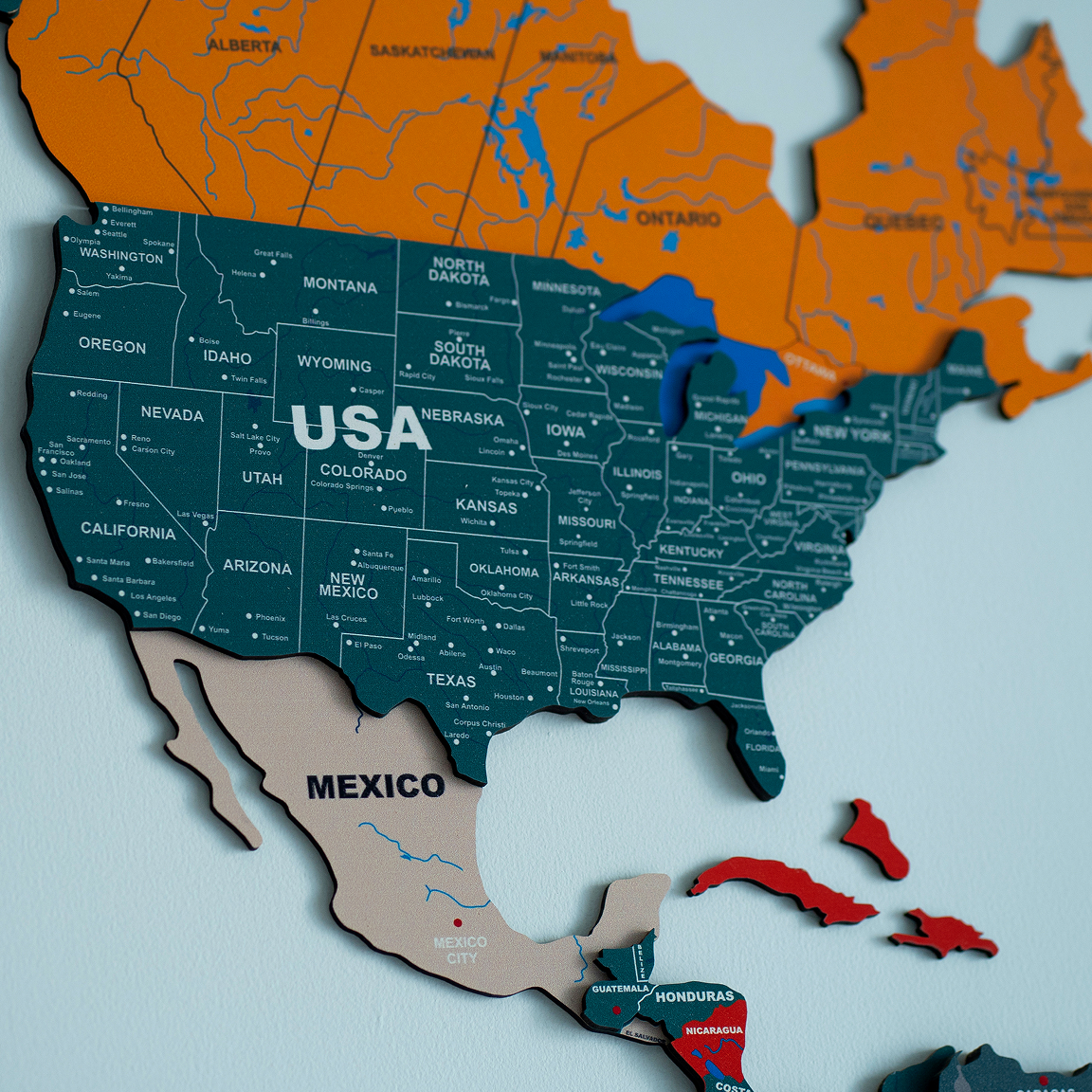 3D Wooden World Maps for Wall Decor