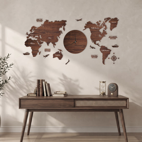 World Map Wall Clock