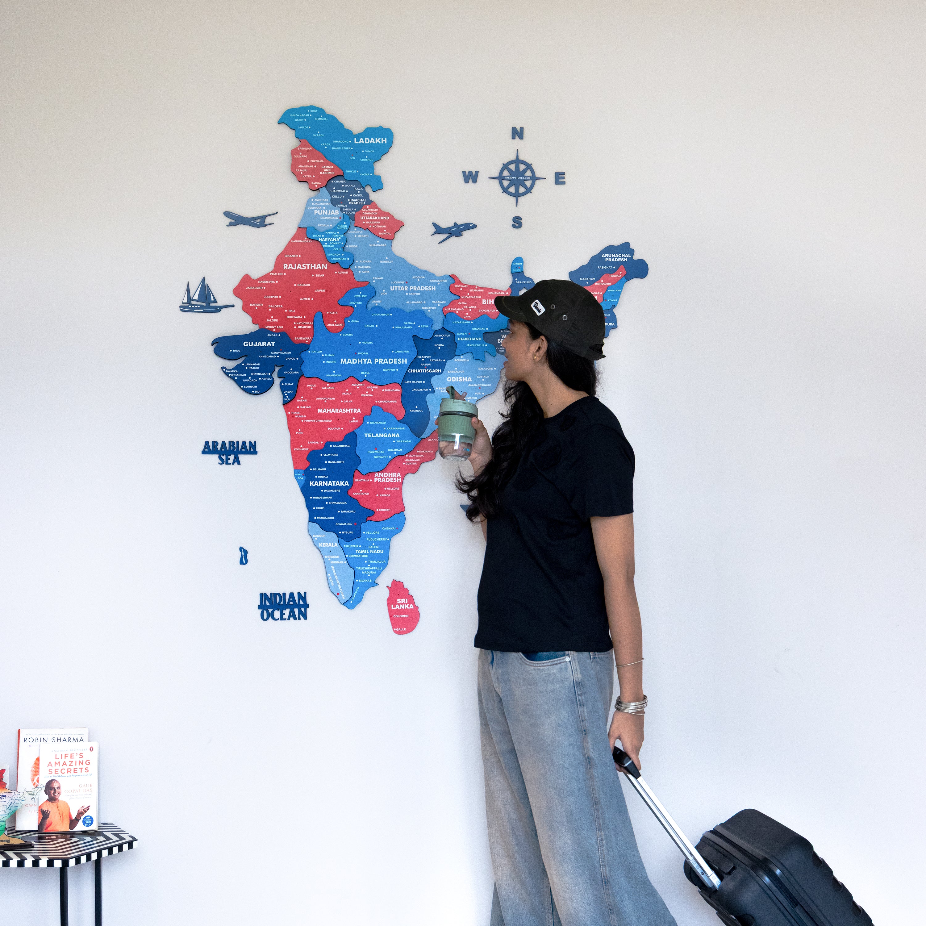 3D Blossom Wooden India Map