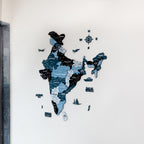 3D Black and Grey Wooden India Map