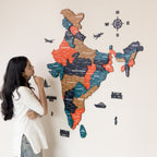 3D Tortilla Wooden India Map
