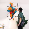 3D Saffron Wooden India Map