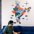 3D Salmon Pink Wooden India Map