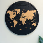 Round Designer Wooden World Map