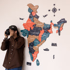 3D Tortilla Wooden India Map