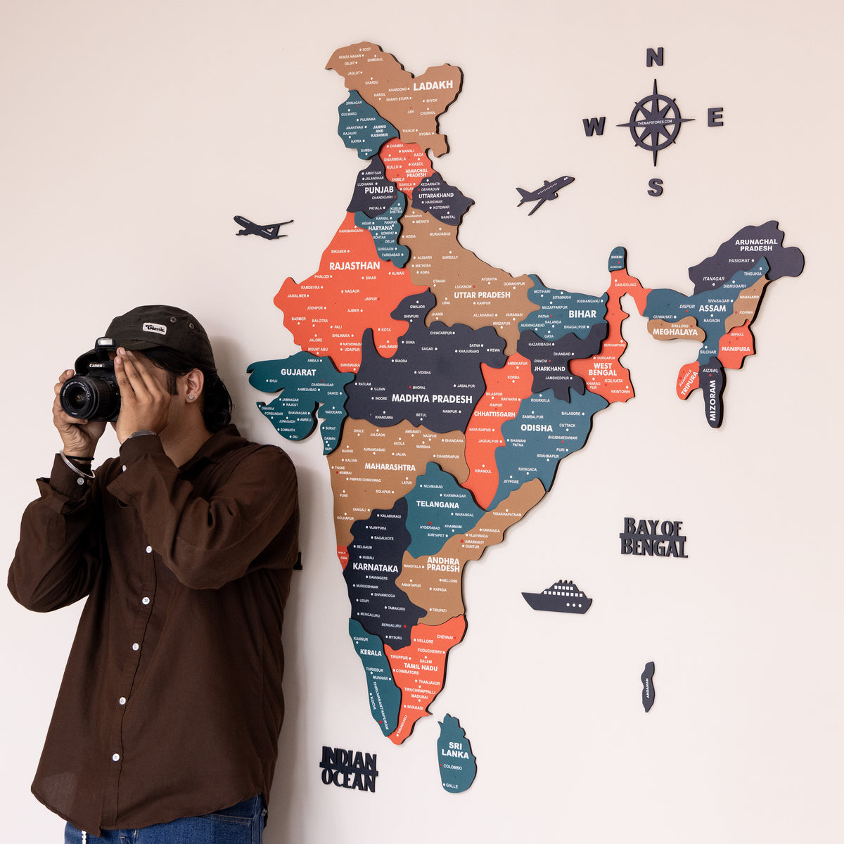 3D Tortilla Wooden India Map
