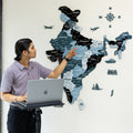 3D Black and Grey Wooden India Map