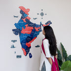 3D Nile Blue Wooden India Map