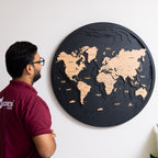 Round Designer Wooden World Map