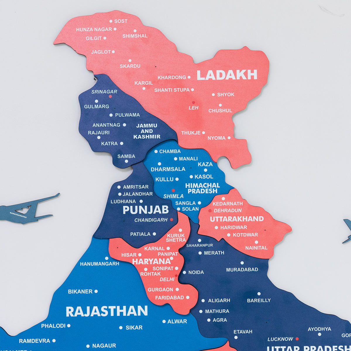 3D Nile Blue Wooden India Map