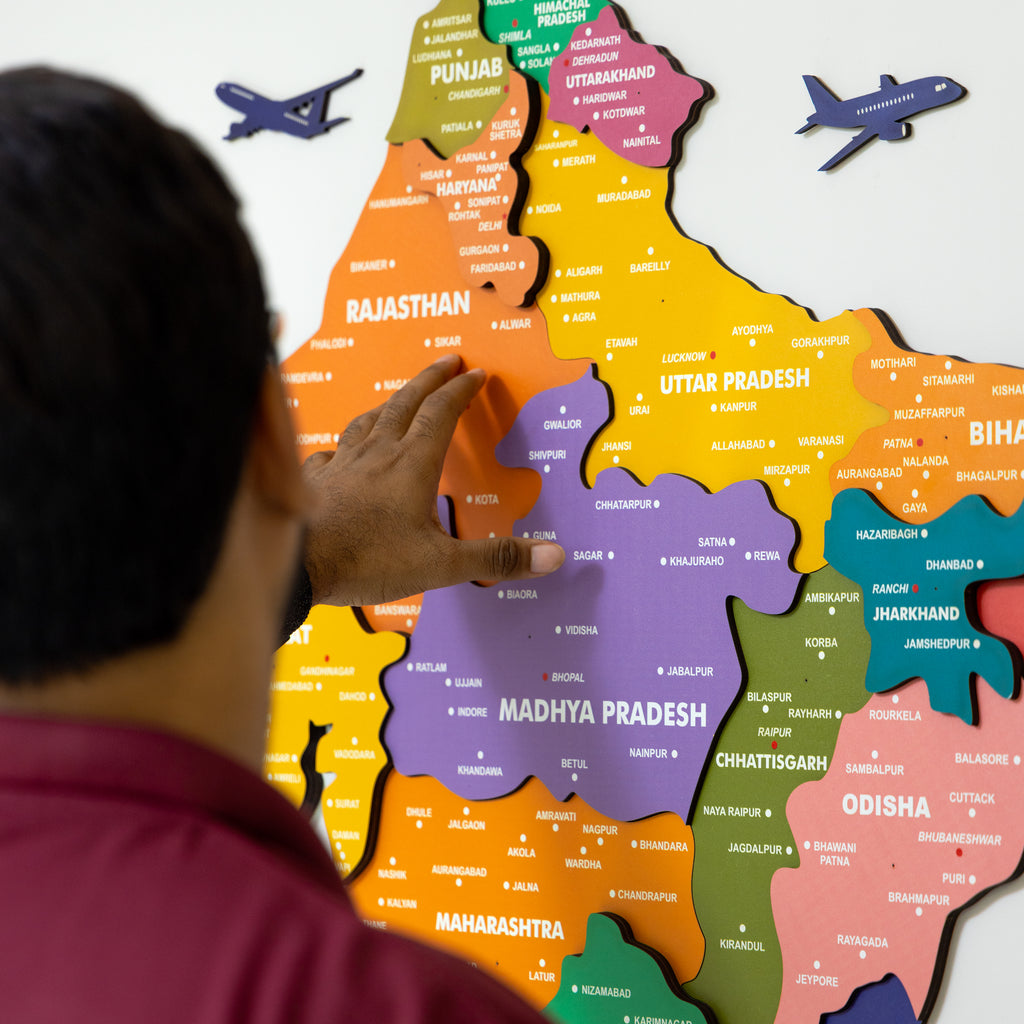 3D Colorful Wooden India Map