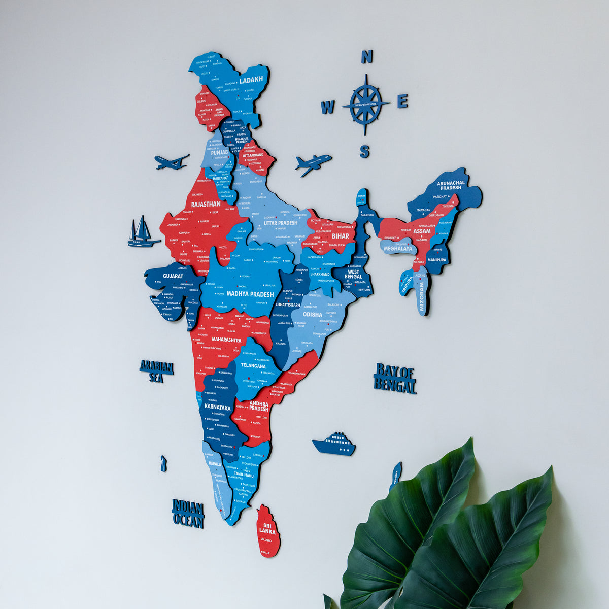 3D Blossom Wooden India Map