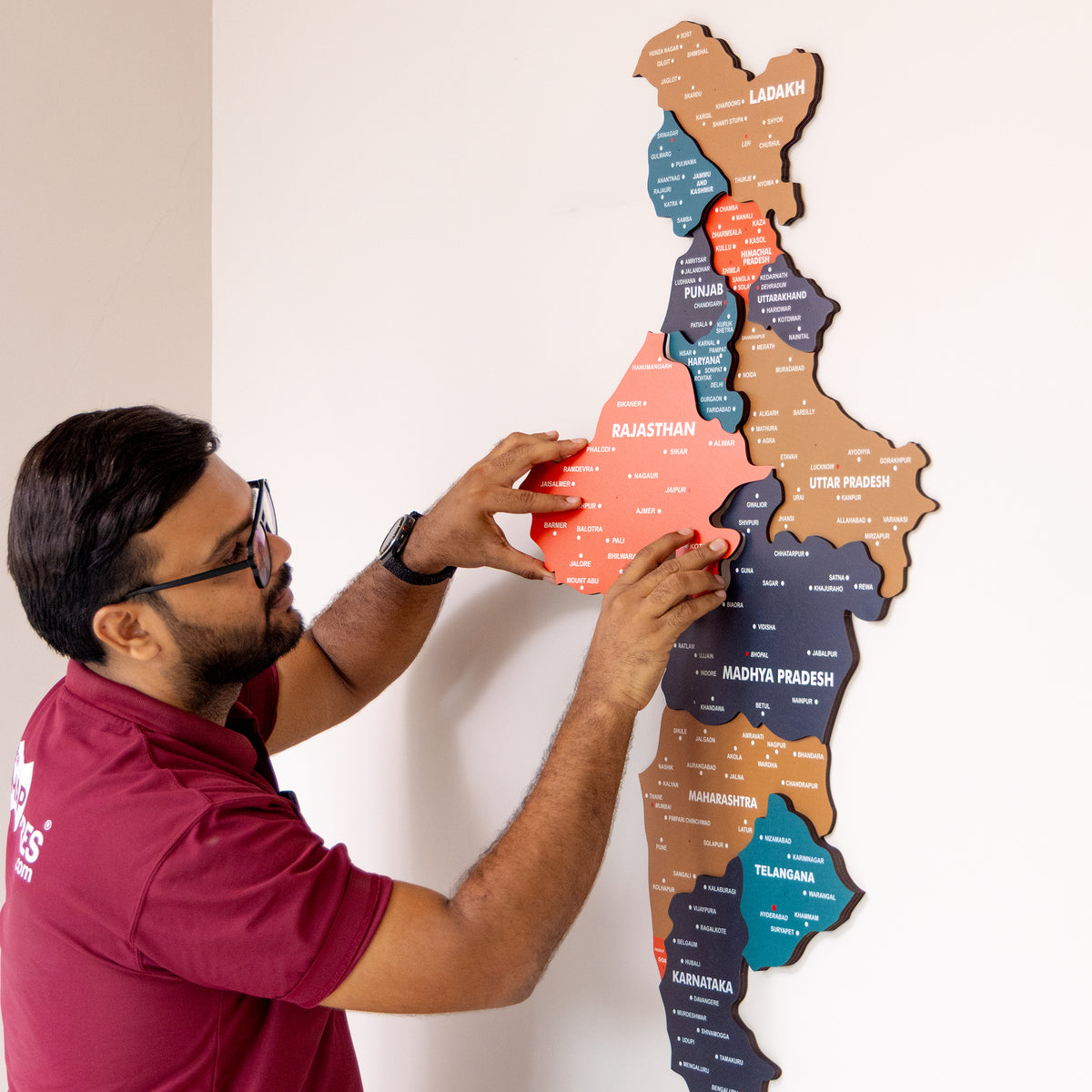 3D Tortilla Wooden India Map