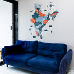 3D Salmon Pink Wooden India Map