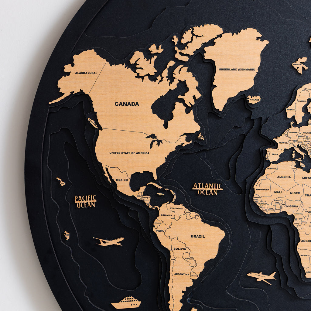 Round Designer Wooden World Map